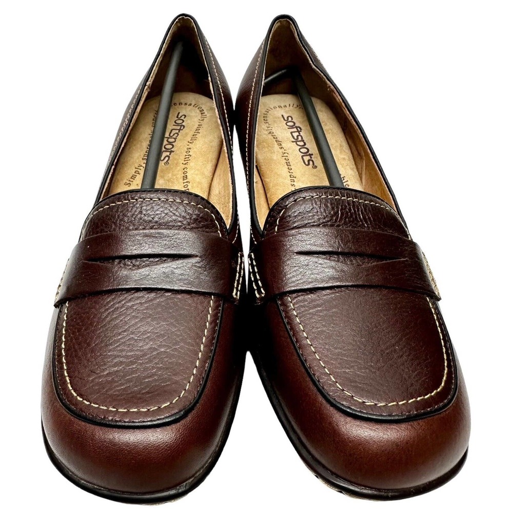 SoftSpots Leather Missy Brown Womens 2.75" Block Heels Pumps Shoes Sz 6WW‎